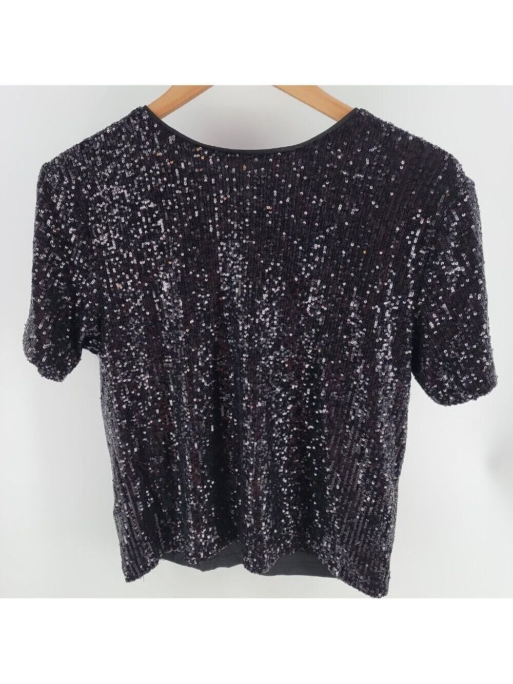 ⭐ Ophelia Roe Black Sequin Short Sleeve Top – Size S - Picture 3 of 12